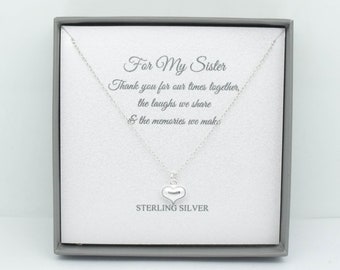 Sister Sterling Silver Heart Necklace | Sister Silver Jewellery | Sister Message Card Jewellery | Message Quote Necklace | 925 Silver