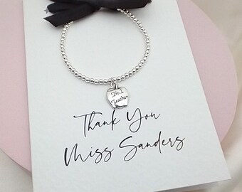 Personalised Teacher Gift Bracelet With Personalised Card | End of Term Gift | Thank You Gift for Teacher | Appreciation Gift