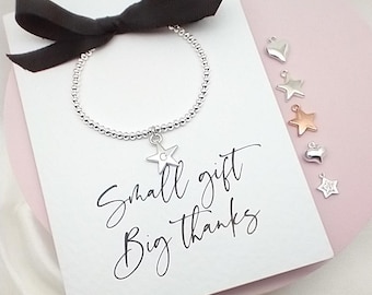Thank You Gift for Her – Bracelet and Card in One | Gift for Friend, Teacher, Mentor | Personalised Beaded Bracelet
