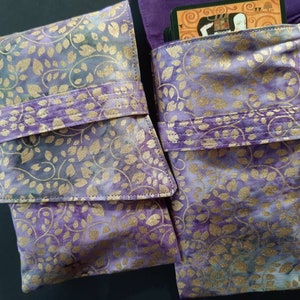 Borsa pieghevole per tarocchi Batik Botanical Vines con carta Oracle viola, verde e oro