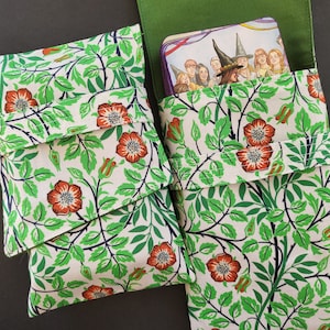 Pochette de tarot fleurs printanières Pochette verte botanique Oracle pour carte de tarot