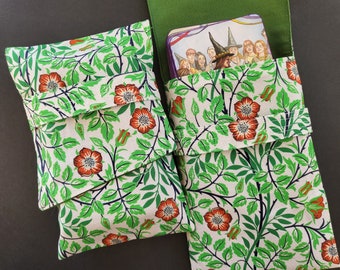 Borsa pieghevole per tarocchi con fiori primaverili, oracolo botanico verde