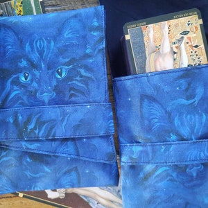 Dream Cat Tarot Bag Oracle Card Foldover Pouch OOAK Prezent dla przyjaciela duchowego