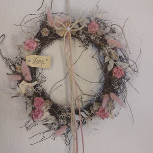 NEW Durable window decoration/door wreath pink artificial flowers 28 cm diameter Home image 1