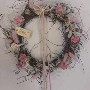 NEW Durable window decoration/door wreath pink artificial flowers 28 cm diameter Home image 3