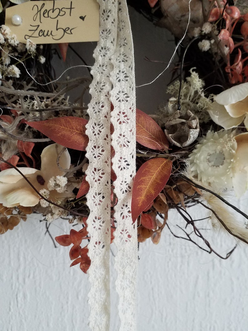 Neu Türkranz/Wanddeko Creme Natur Durchmesser 25 cm Willkommen Herbstkranz Bild 10