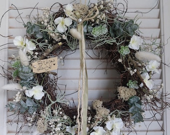 NEU! Haltbare Wanddeko/Türkranz weiß Grün Frühling 28 cm Durchmesser Home