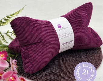 Leseknochen Cord | Nackenkissen Nackenrolle Keilkissen Tablethalter Buchstütze Deko waschbar