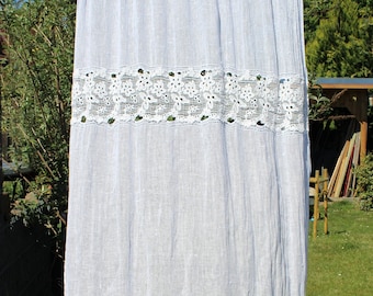 Country house curtains made to measure decorative linen curtain with lace white shabby chic vintage