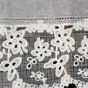 Window curtain real linen with cotton lace Shabby Chic Vintage custom-made possible