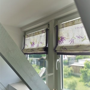 Raffrollo Klettband Vorhang Tunnel Paneele Lavendelmuster verstellbare Falten Landhaus Shabby Chic Vintage beige lila