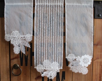 small window curtains with lace flowers vintage curtains bistro curtains made to measure