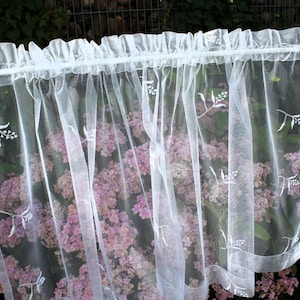 Window curtain bistro curtain or curtain country style tulle with embroidery white vintage 60 cm high 145 cm wide or made to measure