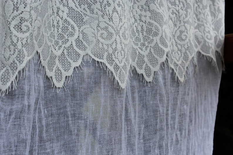 3 dividers set side scarves with bistrogardine country house shabby chic vintage curtain grey white with lace