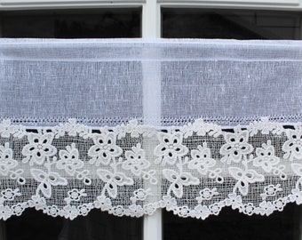 Panel curtain, linen curtain, bistro curtain with cotton lace, shabby chic vintage, custom-made possible