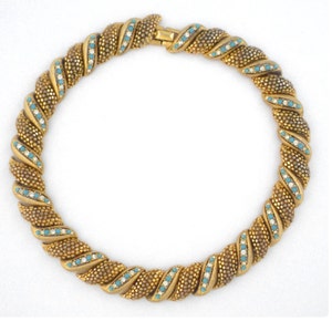 Vintage MARCEL BOUCHER Multistone Gold Tone Choker Necklace Circa 1960s