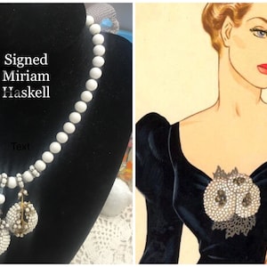 Lovely Signed Miriam Haskell Milk Glass Graduated Bead Pendant Necklace from the 1950’s