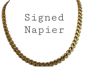NAPIER Gold Plated floral chain with Rhinestones n