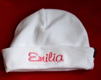 Baby hat embroidered with name