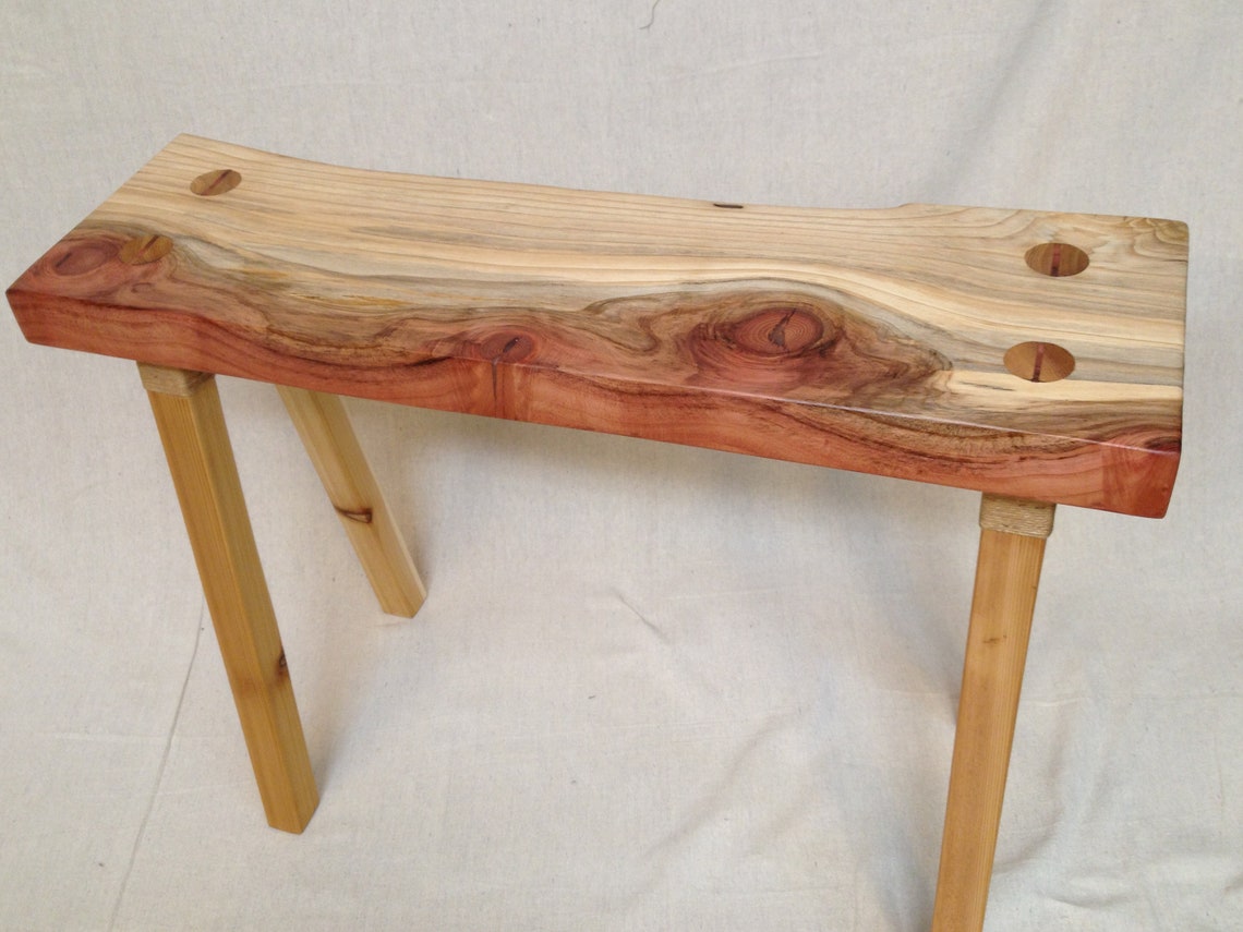 Live Edge Redwood Weaving Loom Bench Etsy