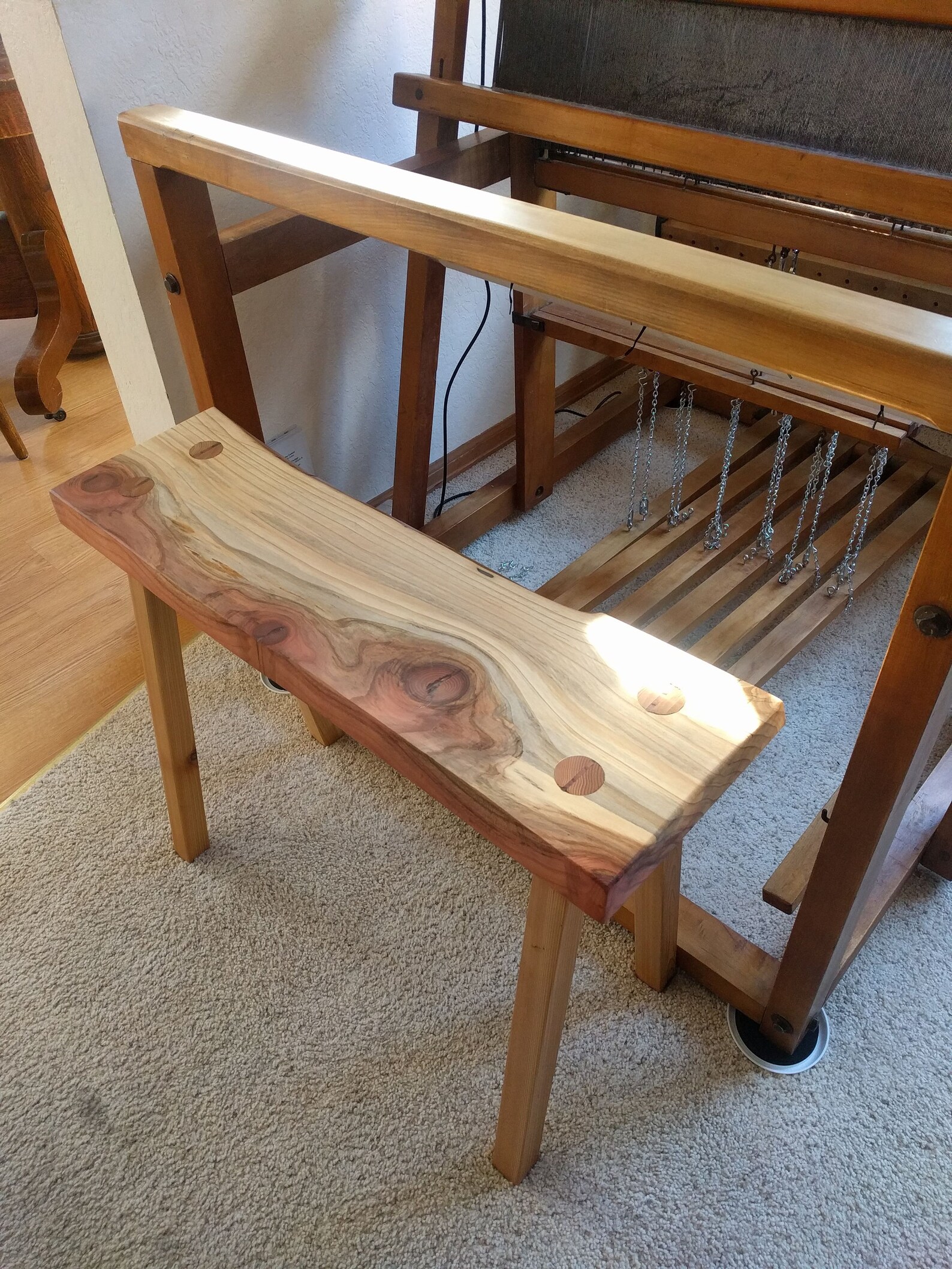 Live Edge Redwood Weaving Loom Bench Etsy