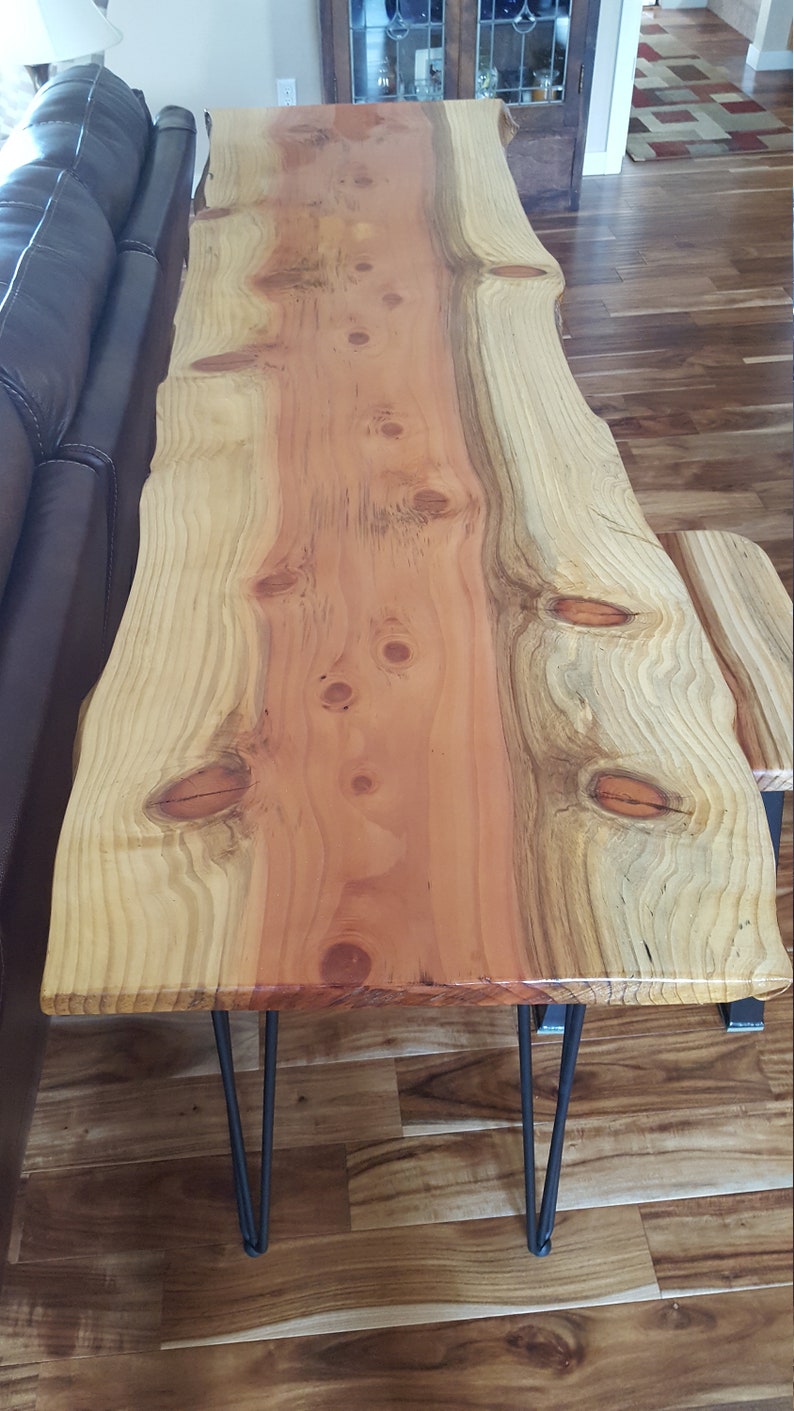 Live Edge Redwood Counterheight Sofa Bar Table Etsy Norway