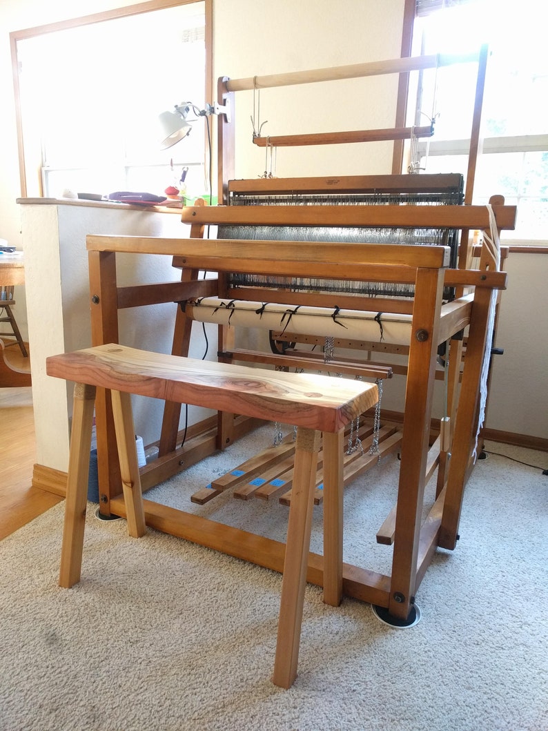 Live Edge Redwood Weaving Loom Bench Etsy