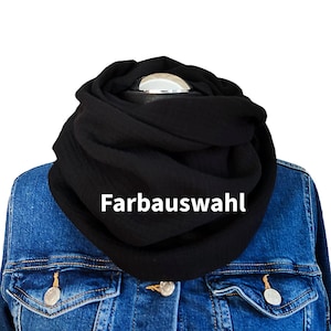 Loopschal Musselin | Rundschal handmade | Weicher Baumwollschal Damen Musselinloop Loop schwarz verschiedene Farben Geschenkidee