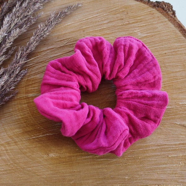 Scrunchie hair tie muslin pink