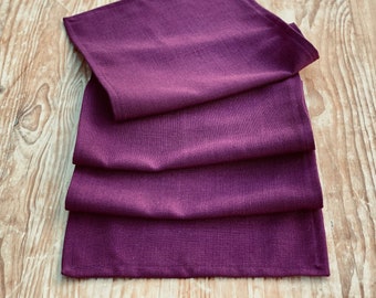 Eco friendly upcycled dark purple table runner / decorative fabric table runner