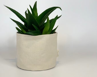 Eco friendly Upcycled cream fabric pot plant cover