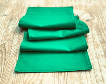 Eco friendly upcycled green cotton table runner / placemats /dining table linens