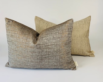 Eco friendly textured beige and brown rectangular cushion covers