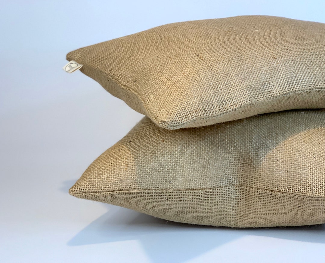 Eco Friendly Upcycled Plain Hessian Cushion Covers Light and Dark Brown