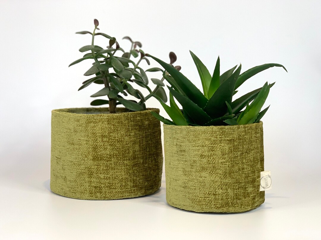 Eco Friendly Upcycled Green Fabric Pot Plant Cover / Etsy