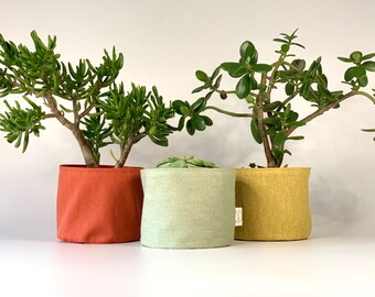 Eco friendly upcycled fabric plant pot cover , indoor plant bag