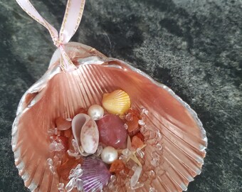Seashell and Crystal Ornament