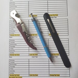 Waiter/Waitress/Server Weekly/Monthly Tip Tracker Downloadable Printable Digital Print