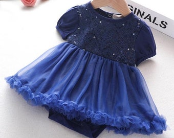 baby girl blue christmas dress