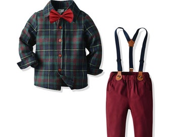 baby boy plaid christmas outfit