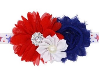 red white and blue baby headband