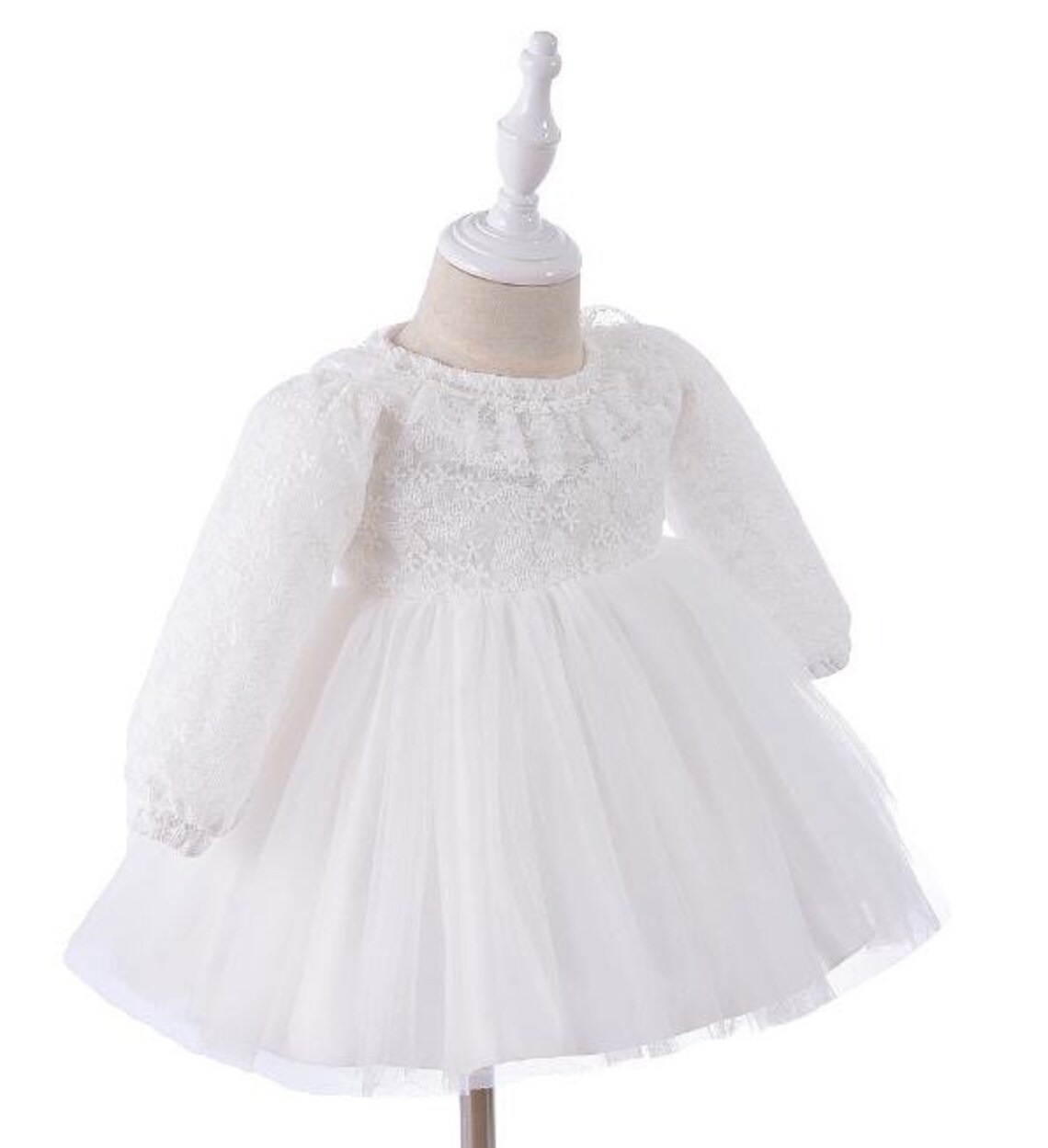 Baby Girl LongSleeve Christening Dress Girls Floral Lace Etsy