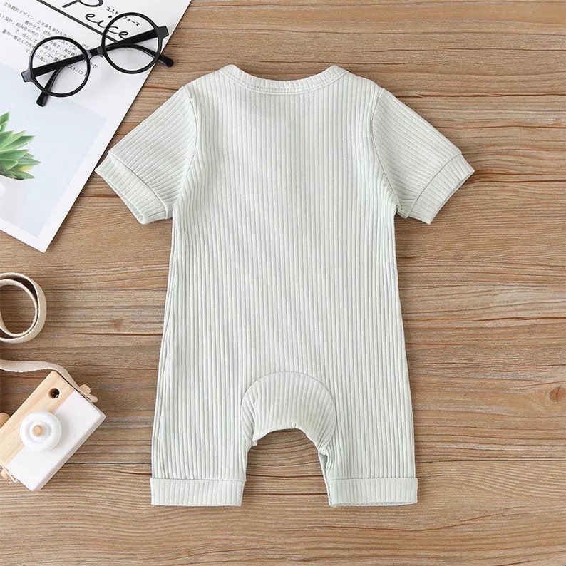 Ribbed Button Romper Baby Gender Neutral Romper Baby Etsy