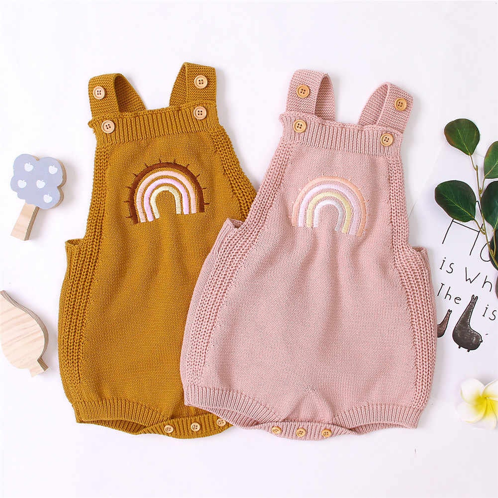 Organic Cotton Knitted Baby Clothes | Pink Knit Romper | Spring Rainb…