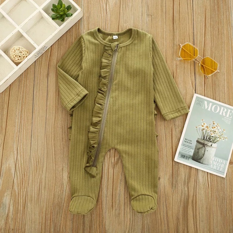 Baby Zipper Sleeper Baby Footie Pajamas Baby Footie Ruffle Etsy