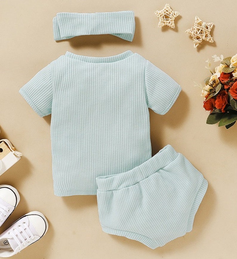 Baby Girl Cotton Ribbed 3-Piece Outfit Spring Baby Clothes | Etsy