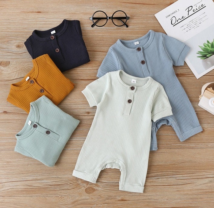 Ribbed Button Romper | Baby Gender Neutral Romper | Baby Shower Gift …