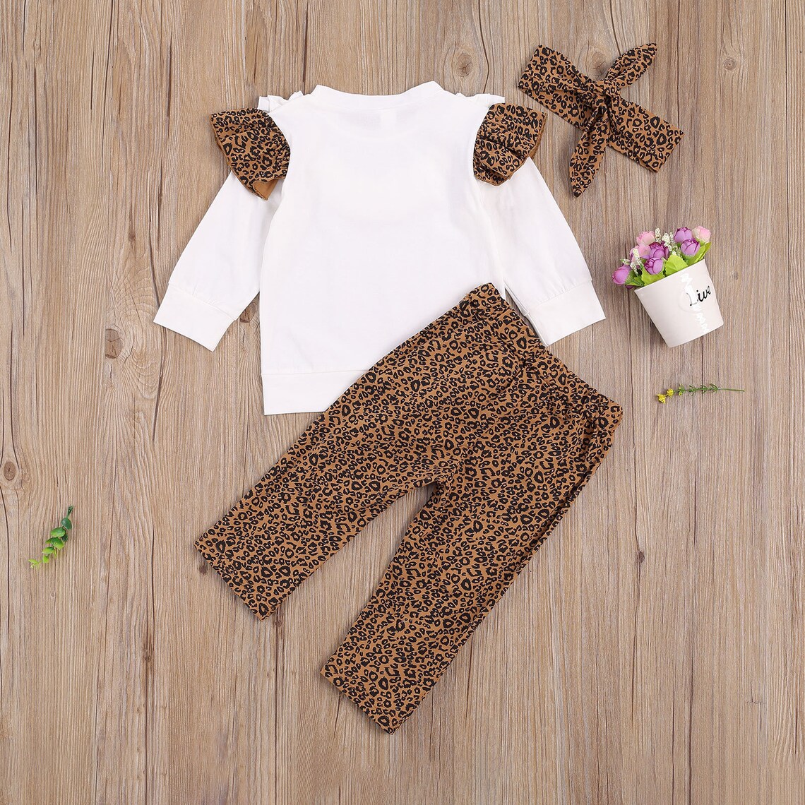 Baby Girl Fall Outfit Cheetah Print 3 Piece Set Baby Girl Etsy