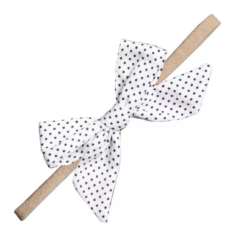 Toddler Bow Headband Polka Dot Bow Hair Bow Dot Print Bow Hand Tied Bow Polka Dot Baby Headband Bow Black and White Hair Bow