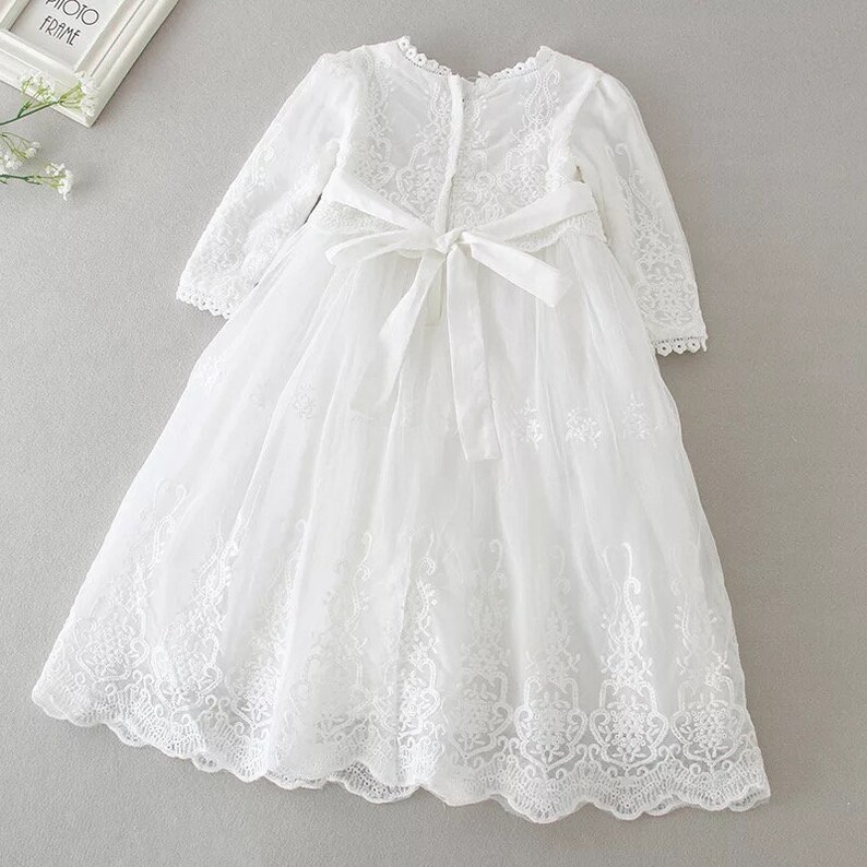 Baby Girl LongSleeve Christening Dress Girls Lace Baptism Etsy